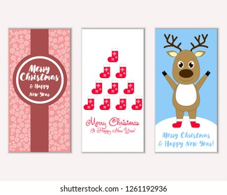 Vector illustration of winter holidays greeting cards