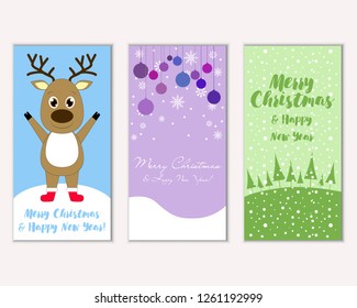 Vector illustration of winter holidays greeting cards