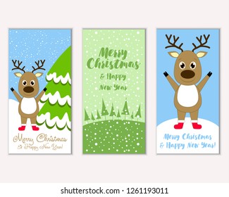 Vector illustration of winter holidays greeting cards