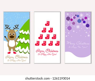Vector illustration of winter holidays greeting cards