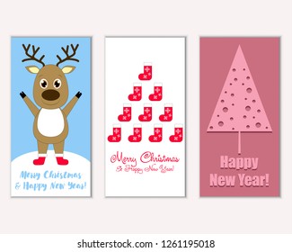 Vector illustration of winter holidays greeting cards