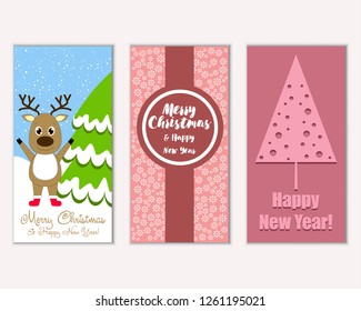 Vector illustration of winter holidays greeting cards