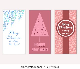 Vector illustration of winter holidays greeting cards