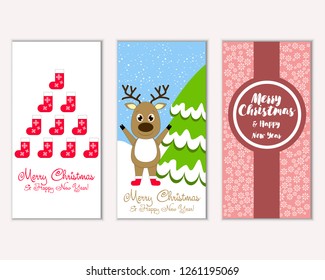 Vector illustration of winter holidays greeting cards