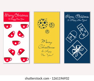 Vector illustration of winter holidays greeting cards