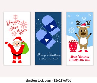 Vector illustration of winter holidays greeting cards