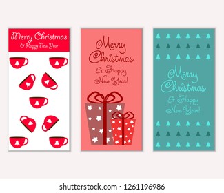 Vector illustration of winter holidays greeting cards