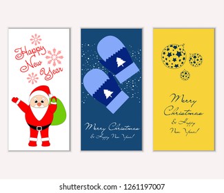 Vector illustration of winter holidays greeting cards