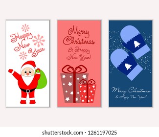 Vector illustration of winter holidays greeting cards