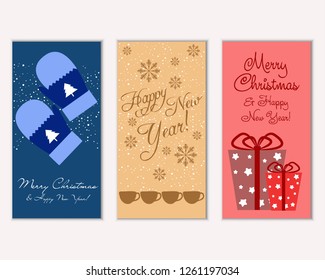 Vector illustration of winter holidays greeting cards