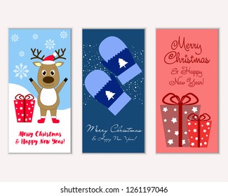 Vector illustration of winter holidays greeting cards