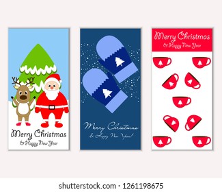 Vector illustration of winter holidays greeting cards