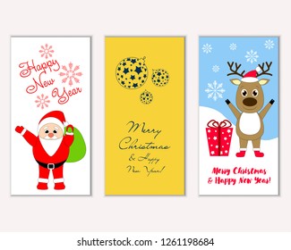 Vector illustration of winter holidays greeting cards