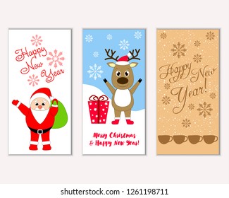 Vector illustration of winter holidays greeting cards