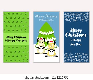 Vector illustration of winter holidays greeting cards