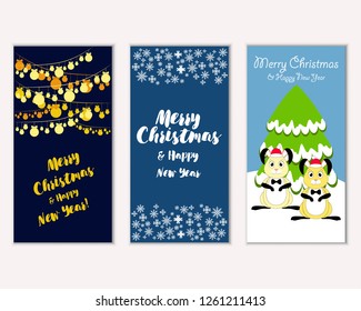 Vector illustration of winter holidays greeting cards