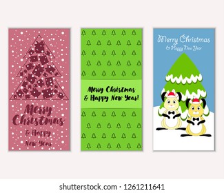 Vector illustration of winter holidays greeting cards