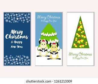 Vector illustration of winter holidays greeting cards