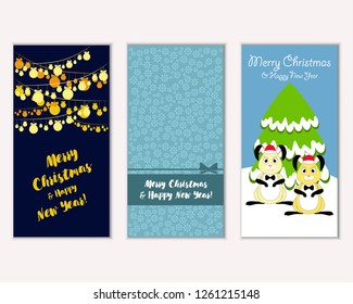 Vector illustration of winter holidays greeting cards