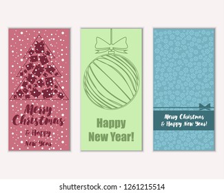 Vector illustration of winter holidays greeting cards