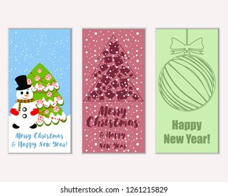 Vector illustration of winter holidays greeting cards