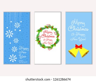 Vector illustration of winter holidays greeting cards