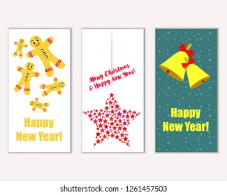 Vector illustration of winter holidays greeting cards