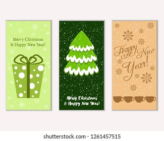 Vector illustration of winter holidays greeting cards