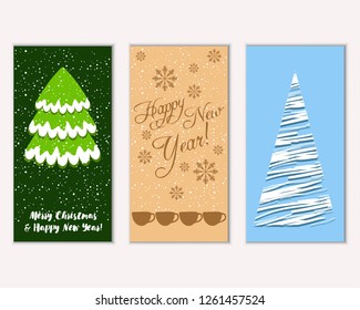 Vector illustration of winter holidays greeting cards