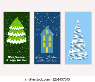 Vector illustration of winter holidays greeting cards