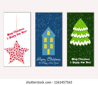 Vector illustration of winter holidays greeting cards