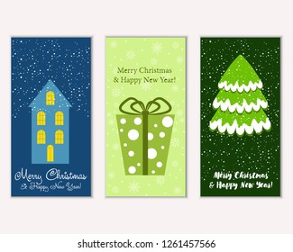 Vector illustration of winter holidays greeting cards