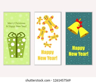 Vector illustration of winter holidays greeting cards