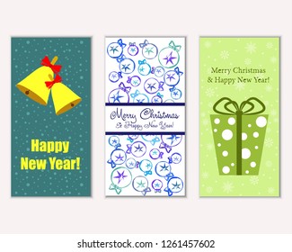 Vector illustration of winter holidays greeting cards