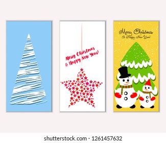 Vector illustration of winter holidays greeting cards