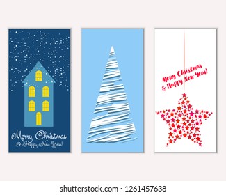 Vector illustration of winter holidays greeting cards