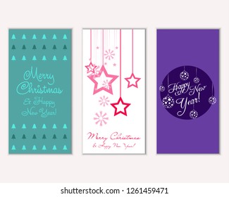 Vector illustration of winter holidays greeting cards