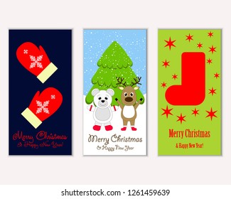 Vector illustration of winter holidays greeting cards
