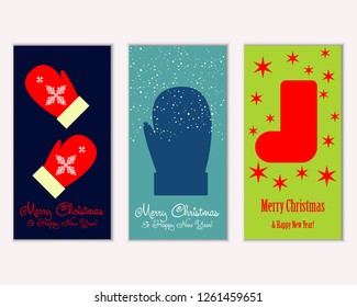 Vector illustration of winter holidays greeting cards