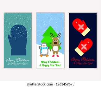 Vector illustration of winter holidays greeting cards