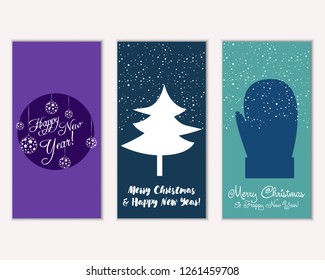 Vector illustration of winter holidays greeting cards