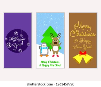 Vector illustration of winter holidays greeting cards