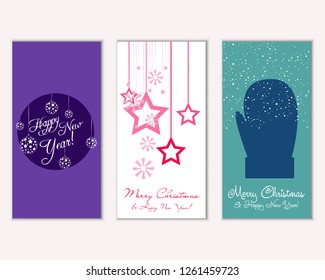 Vector illustration of winter holidays greeting cards