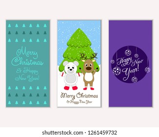 Vector illustration of winter holidays greeting cards