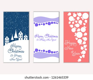 Vector illustration of winter holidays greeting cards
