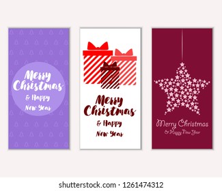 Vector illustration of winter holidays greeting cards