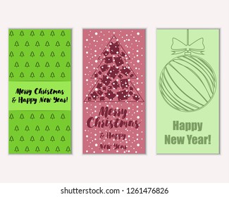 Vector illustration of winter holidays greeting cards