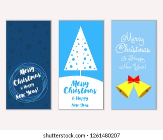 Vector illustration of winter holidays greeting cards