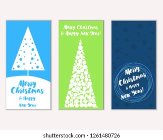 Vector illustration of winter holidays greeting cards