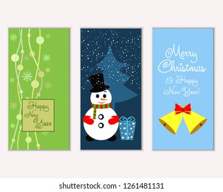 Vector illustration of winter holidays greeting cards